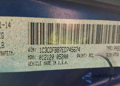 2014 Dodge Dart Sxt from USA, damaged, VIN 1C3CDFBB7ED745674